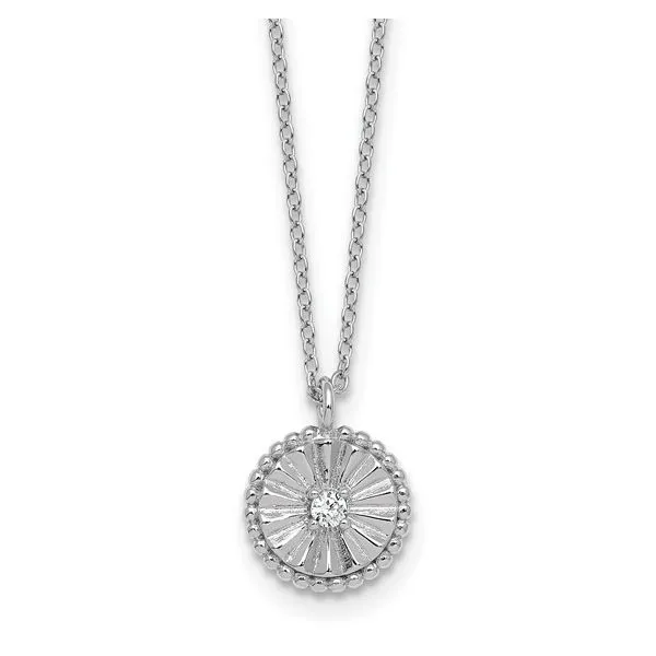 Sterling Silver Cubic Zirconia Textured Circle Pendant Trinity Jewelers  Pittsburgh, PA