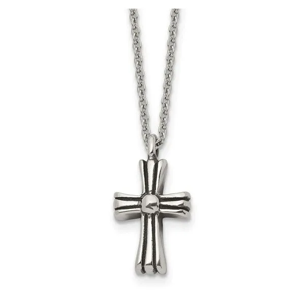 Stainless Steel Antiqued & Polished Cross Pendant Trinity Jewelers  Pittsburgh, PA