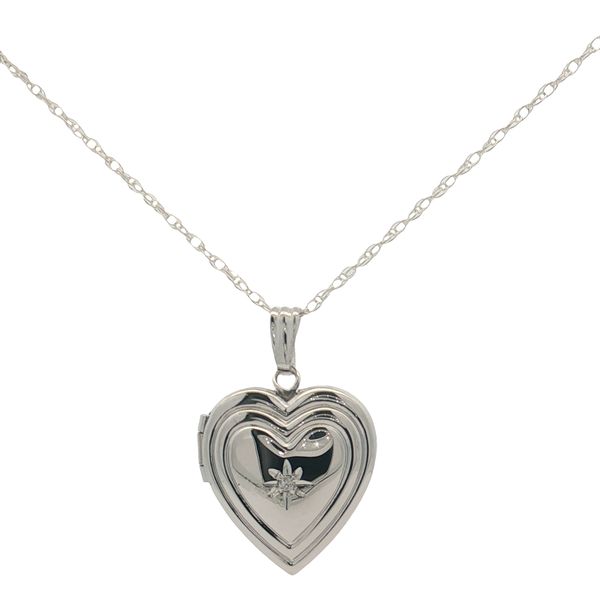 Sterling Silver Diamond Heart Locket Pendant Trinity Jewelers  Pittsburgh, PA