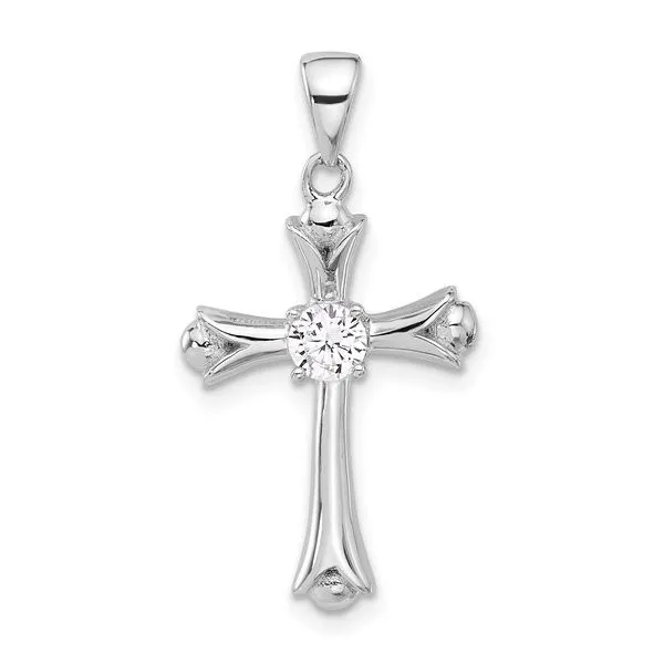 Sterling Silver Cz Budded Cross Pendant Trinity Jewelers  Pittsburgh, PA