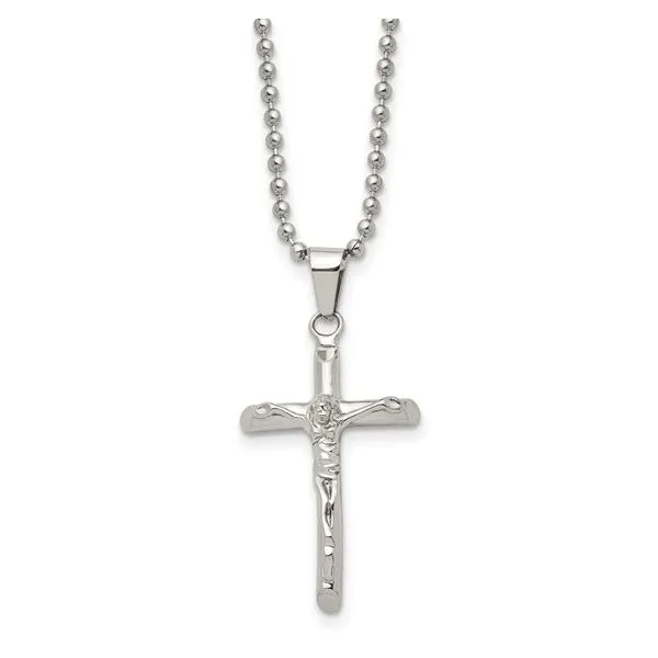 Stainless Steel Polished Crucfix On Ball Chain Trinity Jewelers  Pittsburgh, PA