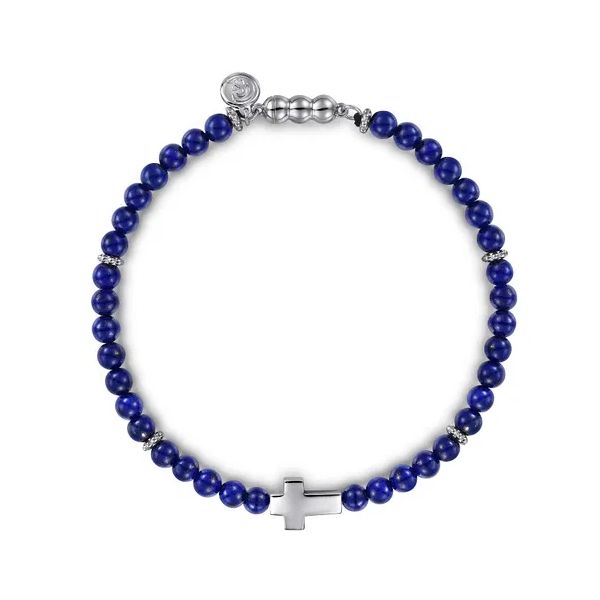 Sterling Silver Cross & Lapis Bead Bracelet Trinity Jewelers  Pittsburgh, PA
