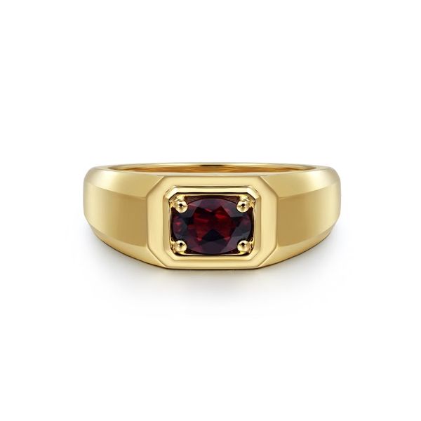 14 Karat Yellow Gold Garnet Signet Ring Trinity Jewelers  Pittsburgh, PA