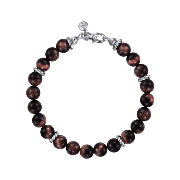 Sterling Silver & 8mm Tiger Eye Beaded Bracelet Trinity Jewelers  Pittsburgh, PA