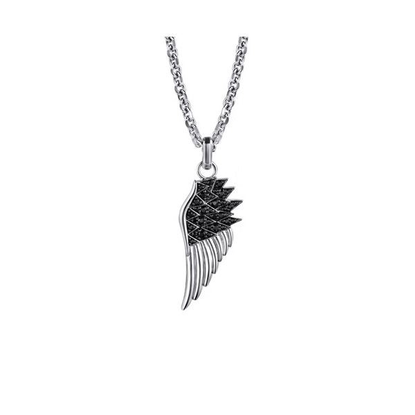 Sterling Silver Wing Pendant Black Spinel Necklace Trinity Jewelers  Pittsburgh, PA