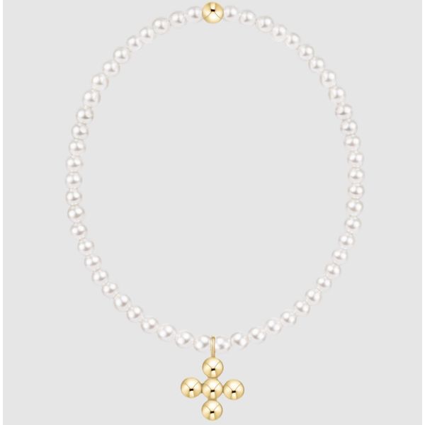 Enewton Classic Pearl 3mm Bracelet - Signature cross 4mm Beaded Gold Charm Trinity Jewelers  Pittsburgh, PA