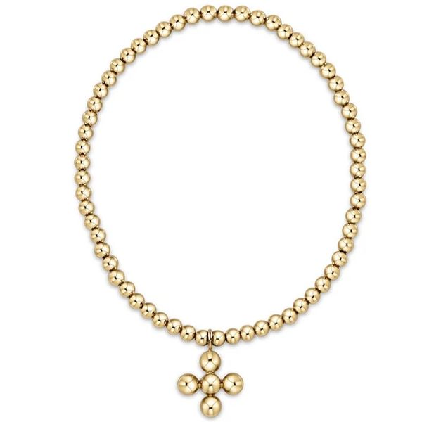 Enewton Classic Gold 3mm Bracelet - Signature Cross 4mm Beaded Gold Charm Trinity Jewelers  Pittsburgh, PA