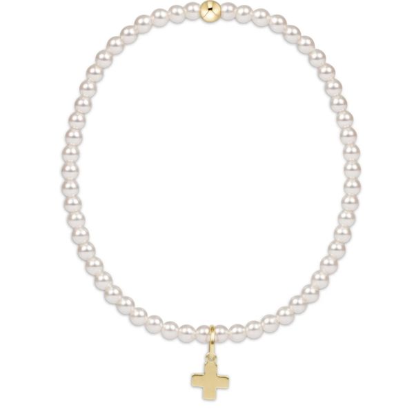 ENewton- Extends Classic Pearl 3MM Bracelet - Signature Cross Gold Charm Trinity Jewelers  Pittsburgh, PA