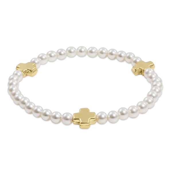 ENewton - Extends Signature Cross 4MM Pearl Bracelet - Gold Trinity Jewelers  Pittsburgh, PA