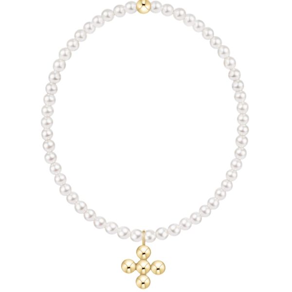 ENewton Extends Classic Pearl 3MM Bracelet - Signature Cross 4MM Beaded Gold Charm Trinity Jewelers  Pittsburgh, PA