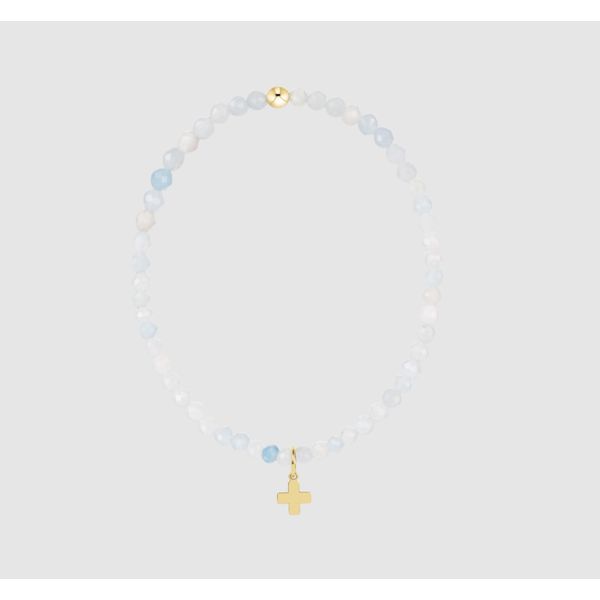Enewton- Classic Aquamarine 3MM Bracelet - Signature Cross Gold Charm Trinity Jewelers  Pittsburgh, PA