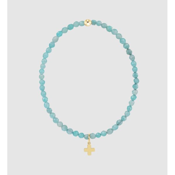 Enewton - Classic Amazonite 3MM Bracelet- Signature Cross Gold Charm Trinity Jewelers  Pittsburgh, PA