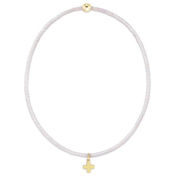 Enewton Hope Classic Silky White Bracelet - Signature Cross Small Gold Charm Trinity Jewelers  Pittsburgh, PA