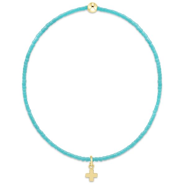 Enewton Hope Classic Turquoise Bracelet - Signature Cross Small Gold Charm Trinity Jewelers  Pittsburgh, PA