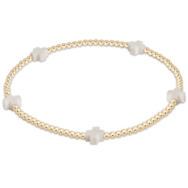 Enewton EGirl Signature Cross Small 2mm Gold Bracelet- Off White Trinity Jewelers  Pittsburgh, PA