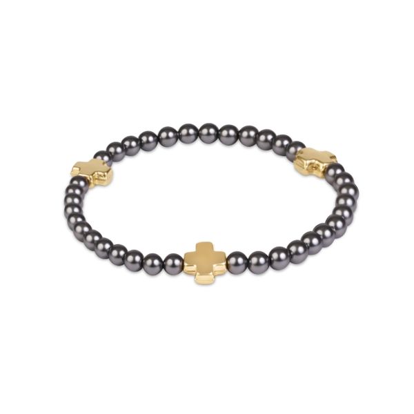 Enewton Extends Signature Cross 4mm Pearl Dark Grey Bracelet - Gold Trinity Jewelers  Pittsburgh, PA