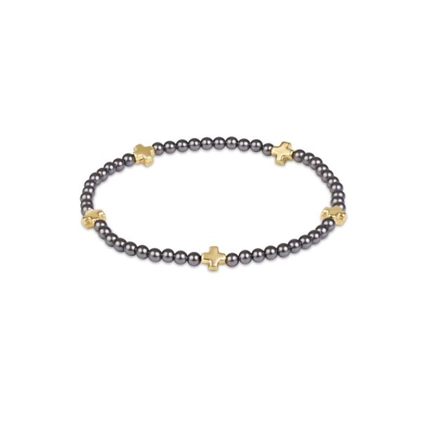 Enewton Signature Cross Small 3mm Pearl Dark Grey Bracelet Trinity Jewelers  Pittsburgh, PA