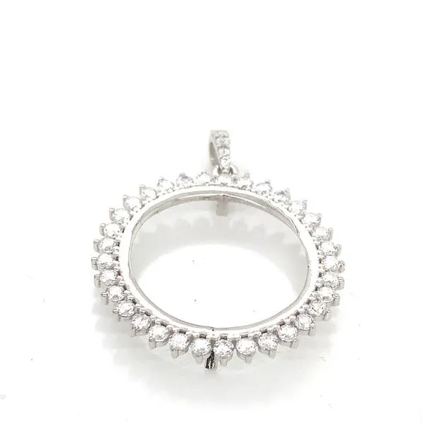 Coin Frames in 14 Karat White Gold CZ 2.2 Grams Tzfasman Jewelers Brooklyn, NY