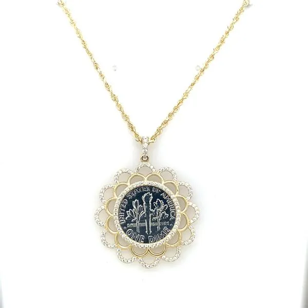 Coin Frames in 14 Karat Yellow Gold CZ 8 Grams Tzfasman Jewelers Brooklyn, NY