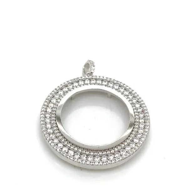 Coin Frames in 14 Karat White Gold CZ 4.6 Grams Tzfasman Jewelers Brooklyn, NY