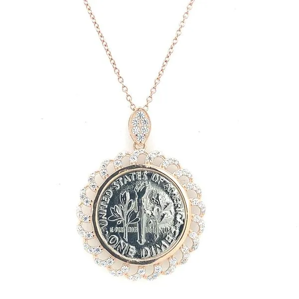 Coin Frames in 14 Karat Rose Gold CZ Tzfasman Jewelers Brooklyn, NY