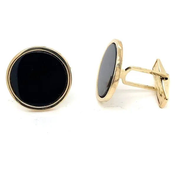 Mens Cufflnks in 14 Karat Yellow Gold Tzfasman Jewelers Brooklyn, NY