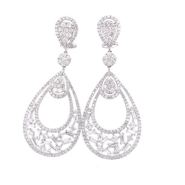 Diamond Earrings in 14 Karat White Gold 14.5 Grams Tzfasman Jewelers Brooklyn, NY