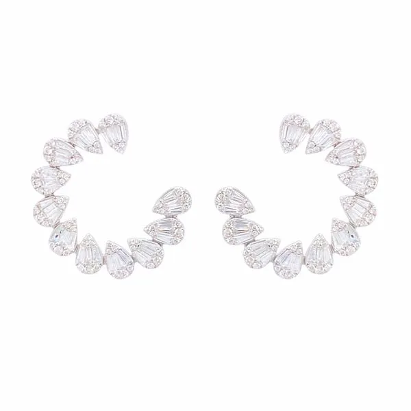 Diamond Earrings in 14 Karat White Gold 4.130 Grams Tzfasman Jewelers Brooklyn, NY