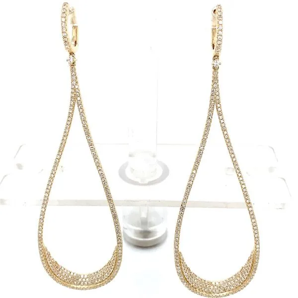 Diamond Earrings in 14 Karat Yellow Gold 8.45 Grams Tzfasman Jewelers Brooklyn, NY