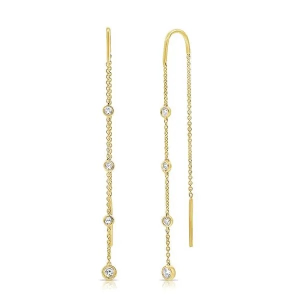 Diamond Earrings in 14 Karat Yellow Gold 1.15 Grams Tzfasman Jewelers Brooklyn, NY