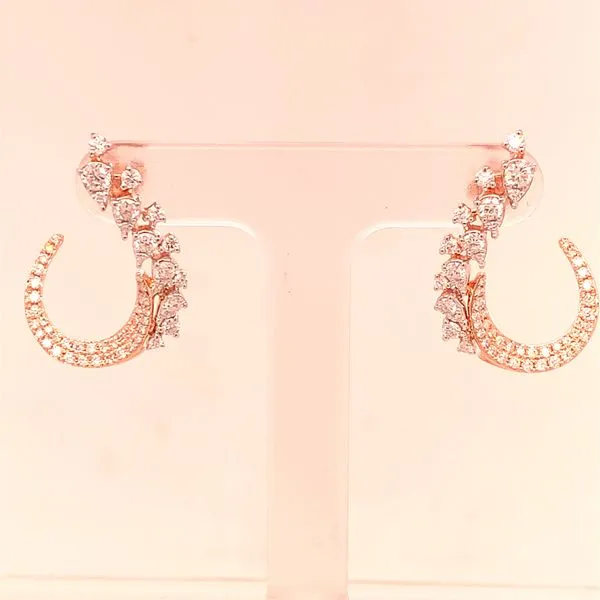 Diamond Earrings in 14 Karat Rose Gold 3.51 Grams Tzfasman Jewelers Brooklyn, NY