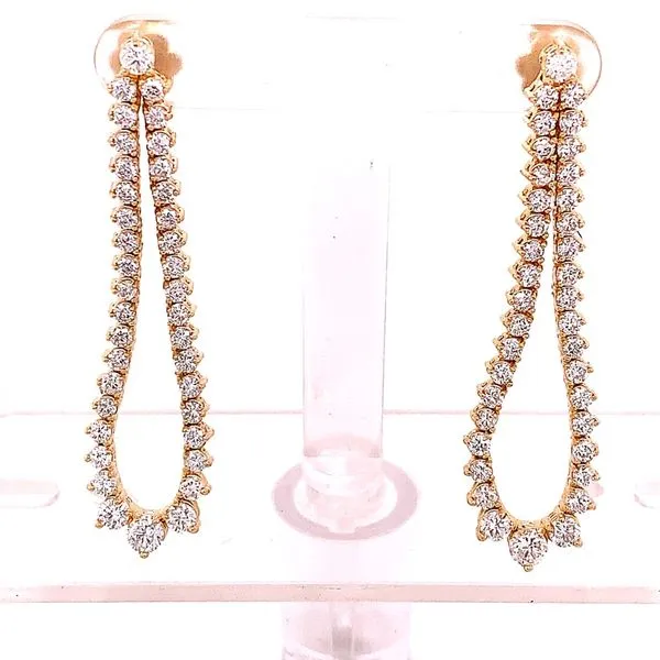 Diamond Earrings in 14 Karat Yellow Gold Tzfasman Jewelers Brooklyn, NY