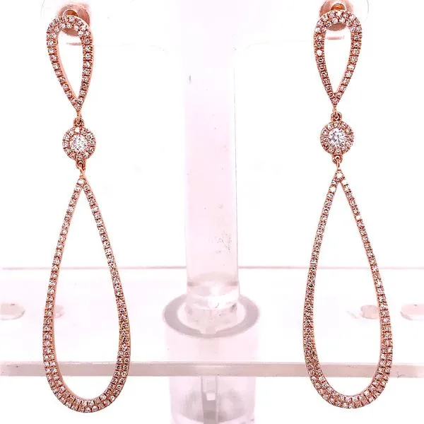 Diamond Earrings in 14 Karat Rose Gold 4.77 Grams Tzfasman Jewelers Brooklyn, NY