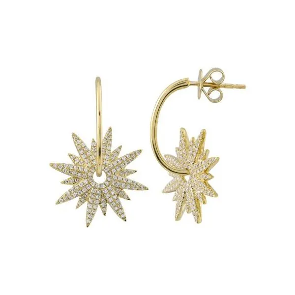Diamond Earrings in 14 Karat Yellow Gold 5.52 Grams Tzfasman Jewelers Brooklyn, NY