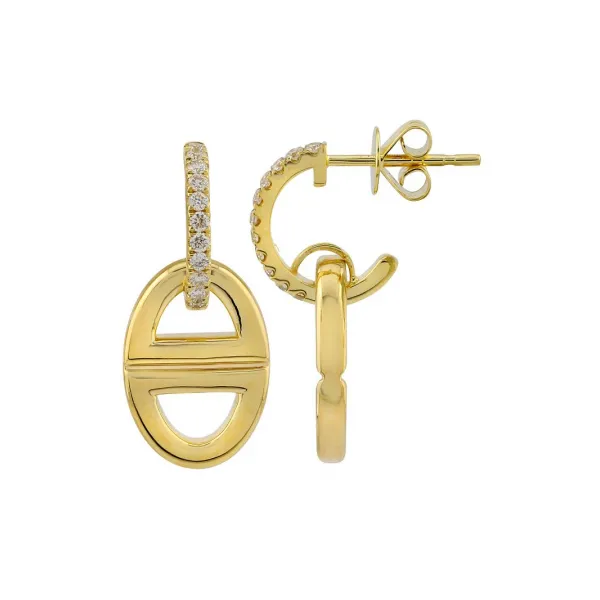 Diamond Earrings in 14 Karat Yellow Gold 2.79 Grams Tzfasman Jewelers Brooklyn, NY