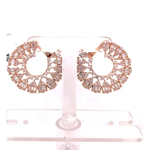 Diamond Earrings in 14 Karat Rose Gold 9.76 Grams Tzfasman Jewelers Brooklyn, NY