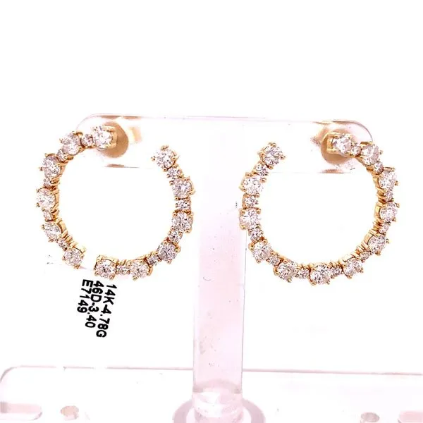 Diamond Earrings in 14 Karat Yellow Gold 4.78 Grams Tzfasman Jewelers Brooklyn, NY