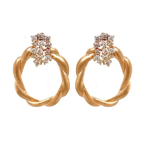 Diamond Earrings in 14 Karat Yellow Gold 10.83 Grams Tzfasman Jewelers Brooklyn, NY