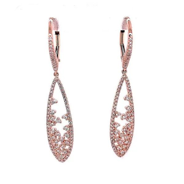 Diamond Earrings in 14 Karat Rose Gold 3.80 Grams Tzfasman Jewelers Brooklyn, NY