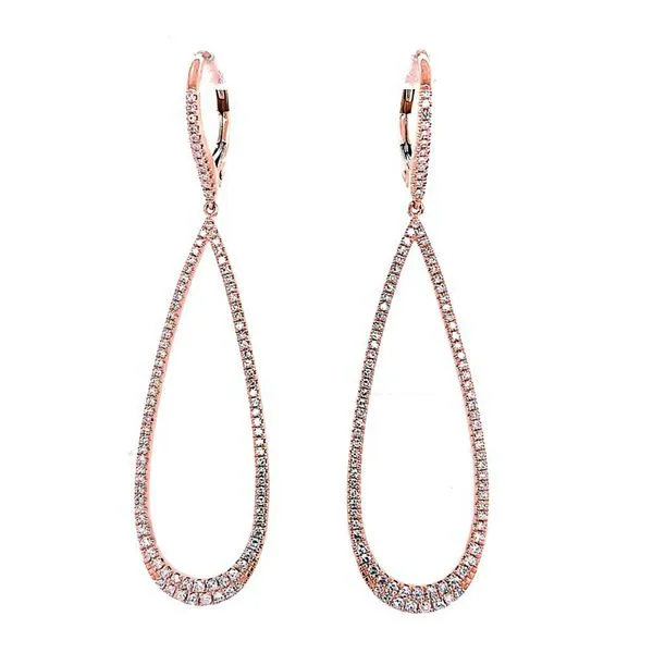 Diamond Earrings in 14 Karat Rose Gold 4.20 Grams Tzfasman Jewelers Brooklyn, NY