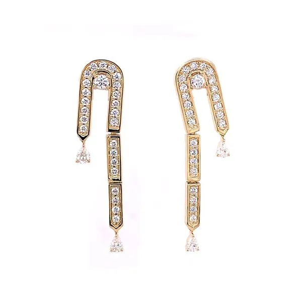 Diamond Earrings in 18 Karat Yellow Gold 6.22 Grams Tzfasman Jewelers Brooklyn, NY