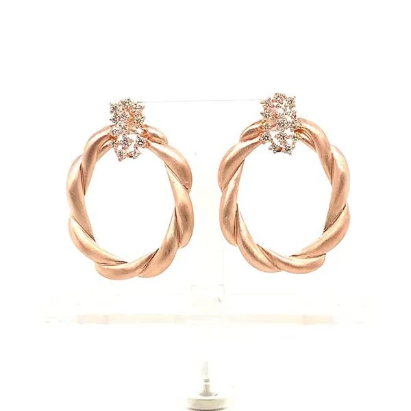 Diamond Earrings in 14 Karat Rose Gold 10 Grams Tzfasman Jewelers Brooklyn, NY