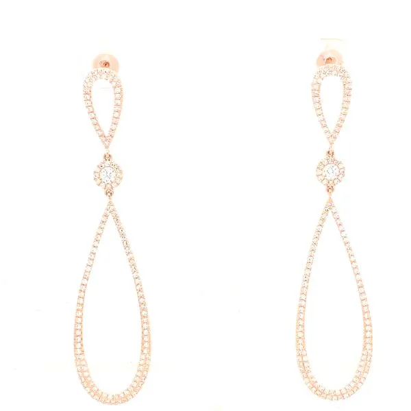 Diamond Earrings in 14 Karat Rose Gold 5.15 Grams Tzfasman Jewelers Brooklyn, NY