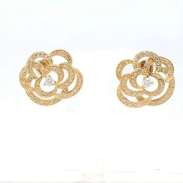 Diamond Earrings in 14 Karat Yellow Gold 7.4 Grams Tzfasman Jewelers Brooklyn, NY