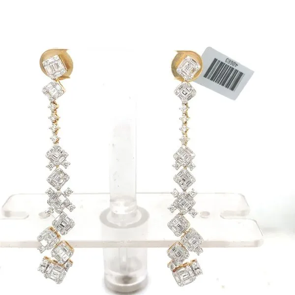 Diamond Earrings in 14 Karat Yellow Gold 11 Grams Tzfasman Jewelers Brooklyn, NY