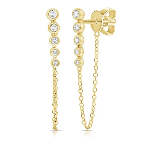 Diamond Earrings in 14 Karat Yellow Gold 1.64 Grams Tzfasman Jewelers Brooklyn, NY