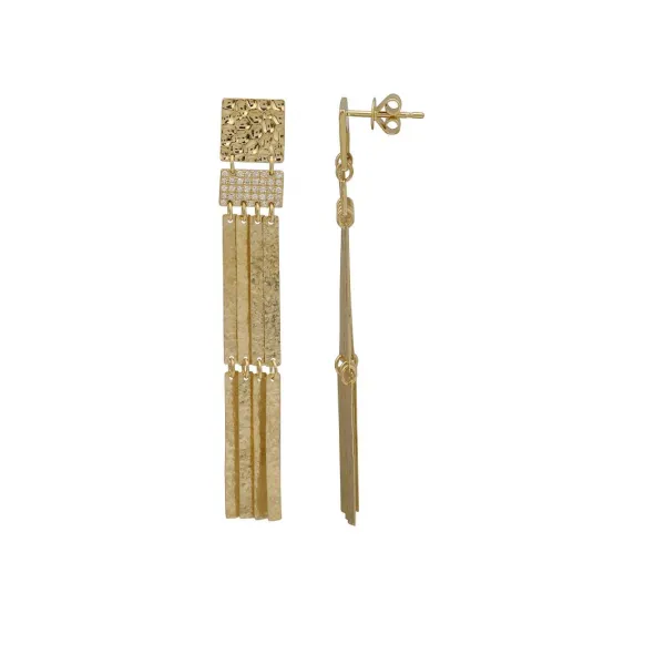 Diamond Earrings in 14 Karat Yellow Gold 4.72 Grams Tzfasman Jewelers Brooklyn, NY