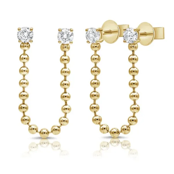 Diamond Earrings in 14 Karat Yellow Gold 1.24 Grams Tzfasman Jewelers Brooklyn, NY