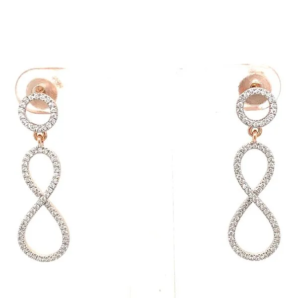 Diamond Earrings in 14 Karat Rose Gold Tzfasman Jewelers Brooklyn, NY