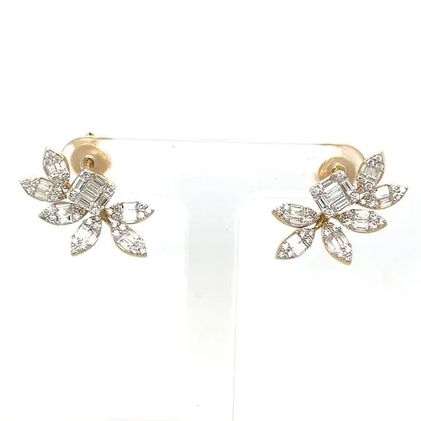 Diamond Earrings in 14 Karat Yellow Gold Tzfasman Jewelers Brooklyn, NY